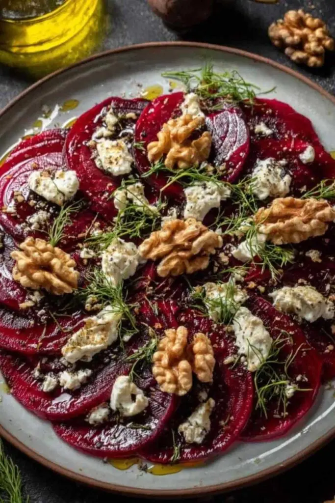 Rote Bete Carpaccio mit Ziegenkäse