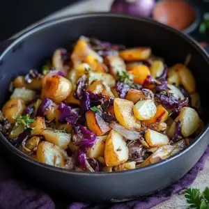 Rotkohl-Pfanne mit Kartoffeln