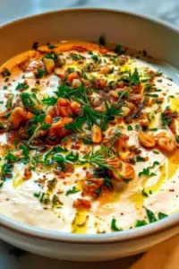 Schafskäse-Creme mit geröstetem Knoblauch