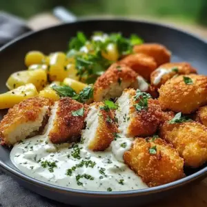 Sesam-Hähnchenschnitzel-Schalen mit Feta-Tzatziki