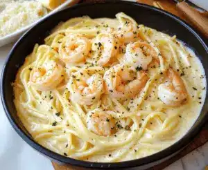 Spaghetti Alfredo mit Garnelen
