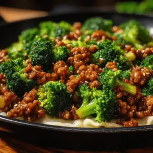 Teriyaki-Hackfleisch-Pfanne mit Brokkoli