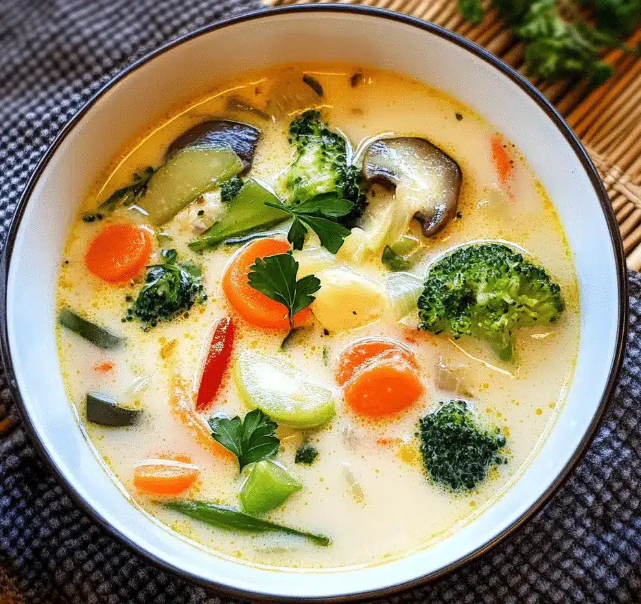 Thai-Kokos-Suppe mit Gemüse