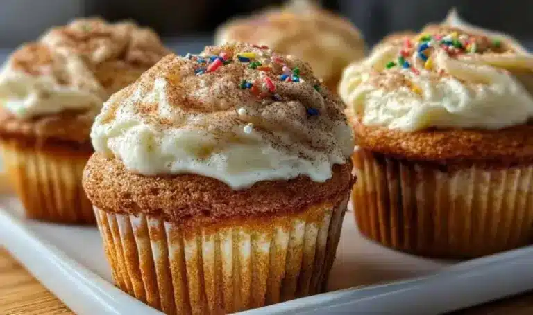 Saftige Vanille-Zimt-Cupcakes mit Cheesecake-Kern und Streuseln