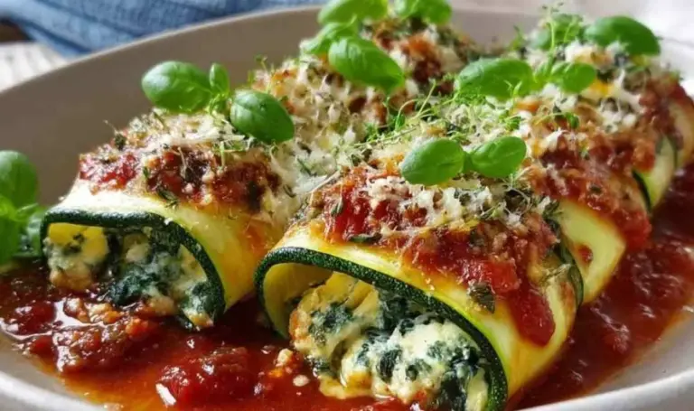 Zucchini-Cannelloni mit Feta & Spinatfüllung