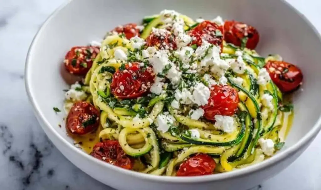 Zucchini-Pasta mit Feta und Kirschtomaten – Leichtes Sommerrezept