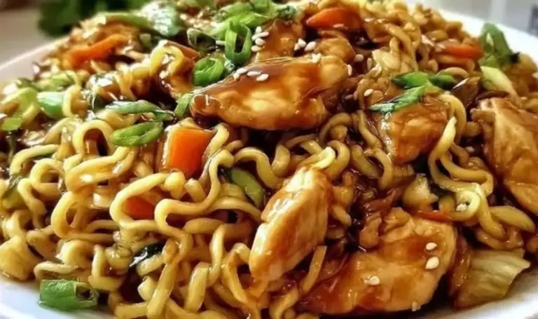 Chinesische gebratene Nudeln mit Hähnchen einfach zubereiten