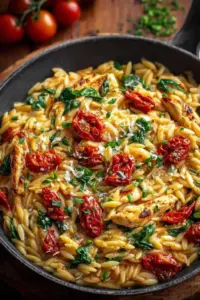 Cremige Hähnchen Orzo Pfanne