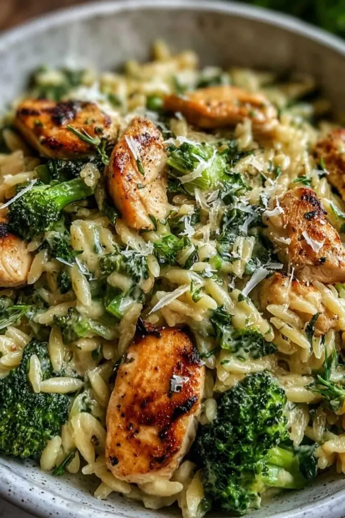 cremiges hähnchen brokkoli orzo rezept