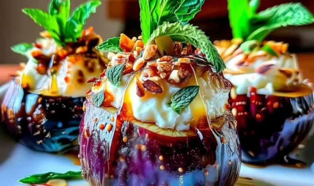 Gebackene Feigen mit Ricotta, Balsamico & gerösteten Mandeln
