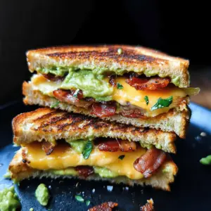 Gegrilltes Sandwich mit Avocado, Speck und Käse