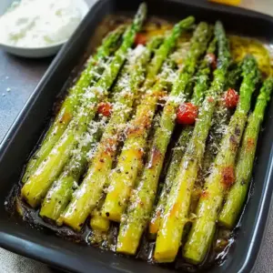 Grüner Spargel aus dem Ofen mit Parmesan