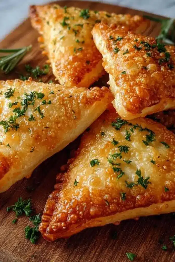 Knusprige Käsedreiecke mit Knoblauch-Kräuterfüllung - Schnelles Rezept 2 käse dreiecke rezept