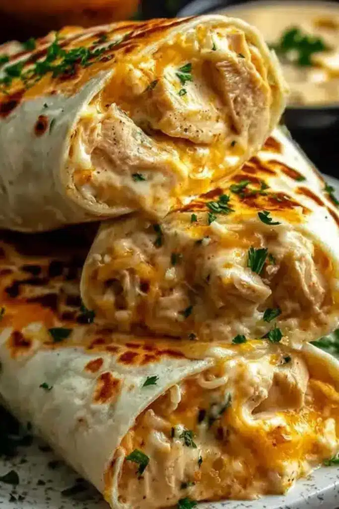 schnelle käse knoblauch hähnchen wraps rezept