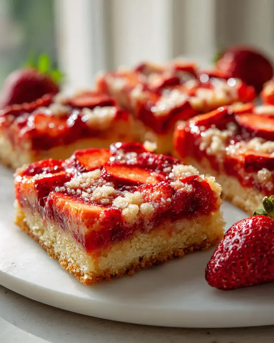 Sheet Pan Erdbeer-Shortbread-Cookie-Bars mit Topping 3 Erdbeer-Shortbread-Cookie-Bars Backblech