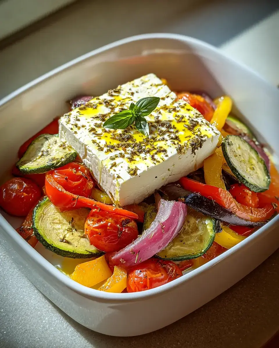 Gebackener Feta auf mediterranem Gemüse – Köstlich und einfach! 3 Gebackener Feta mediterranes Gemüse einfach