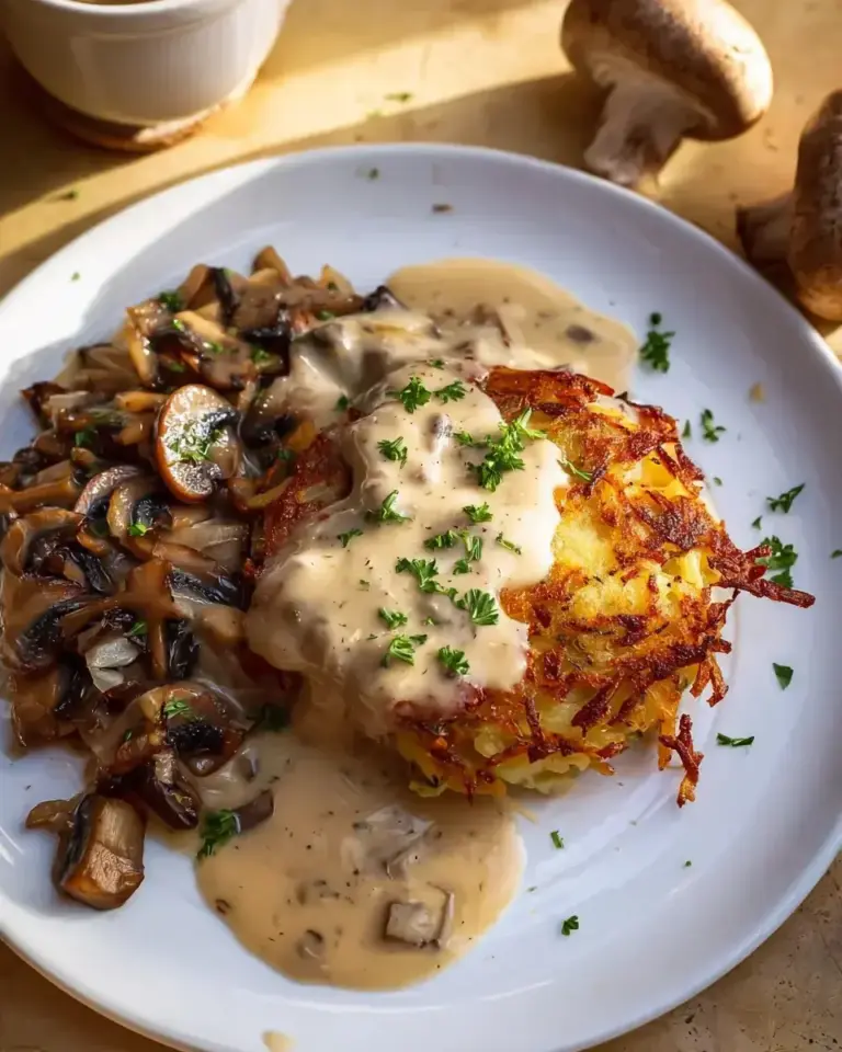 Kartoffelrösti mit Pilzrahmsauce