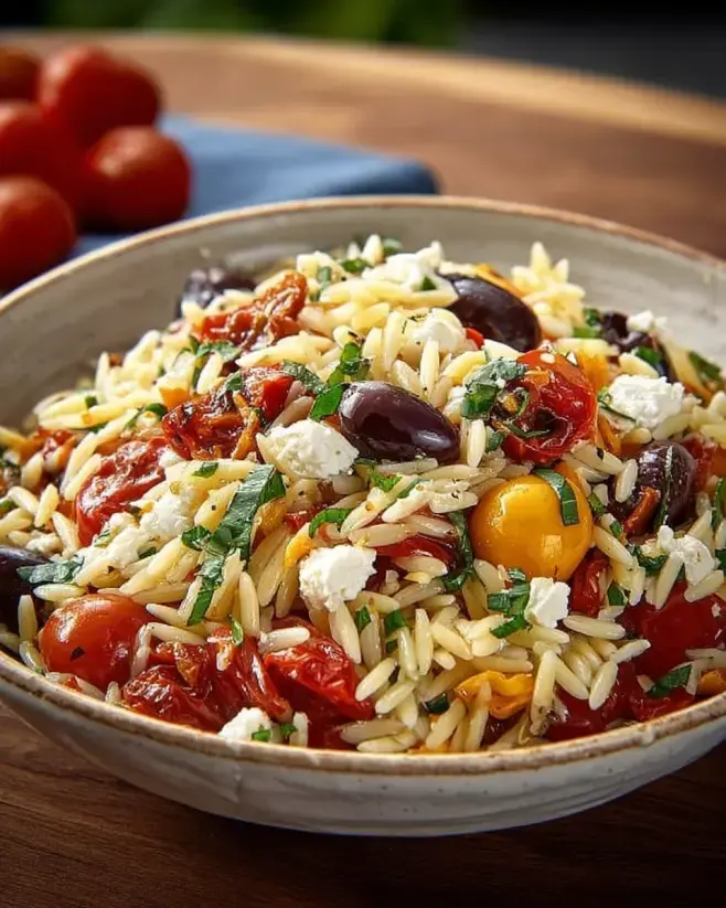 Mediterraner Orzo Salat Feta