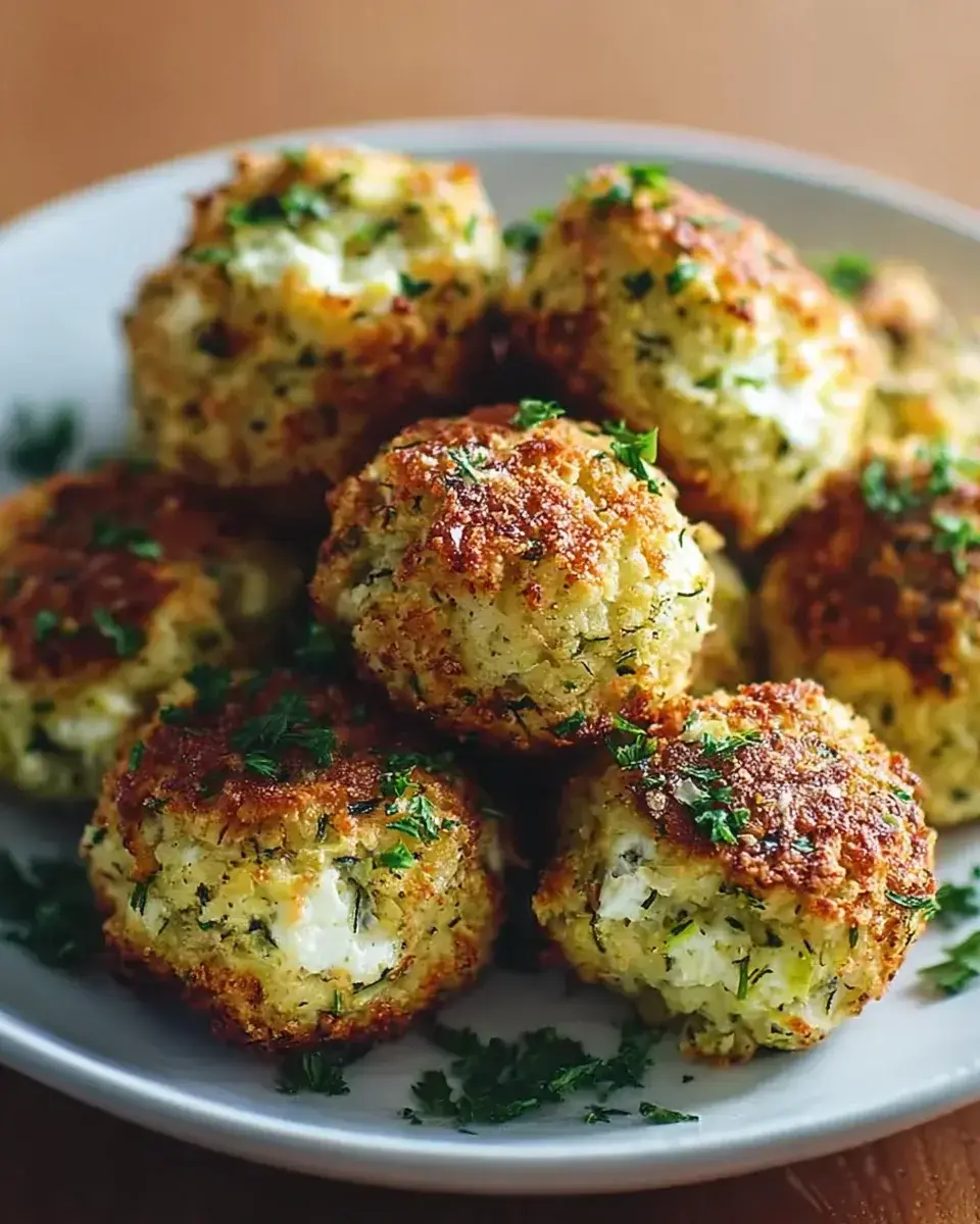 Knusprige Zucchini Feta Bällchen aus dem Ofen - Lecker! 2 Ofen gebackene Zucchini Feta Bällchen