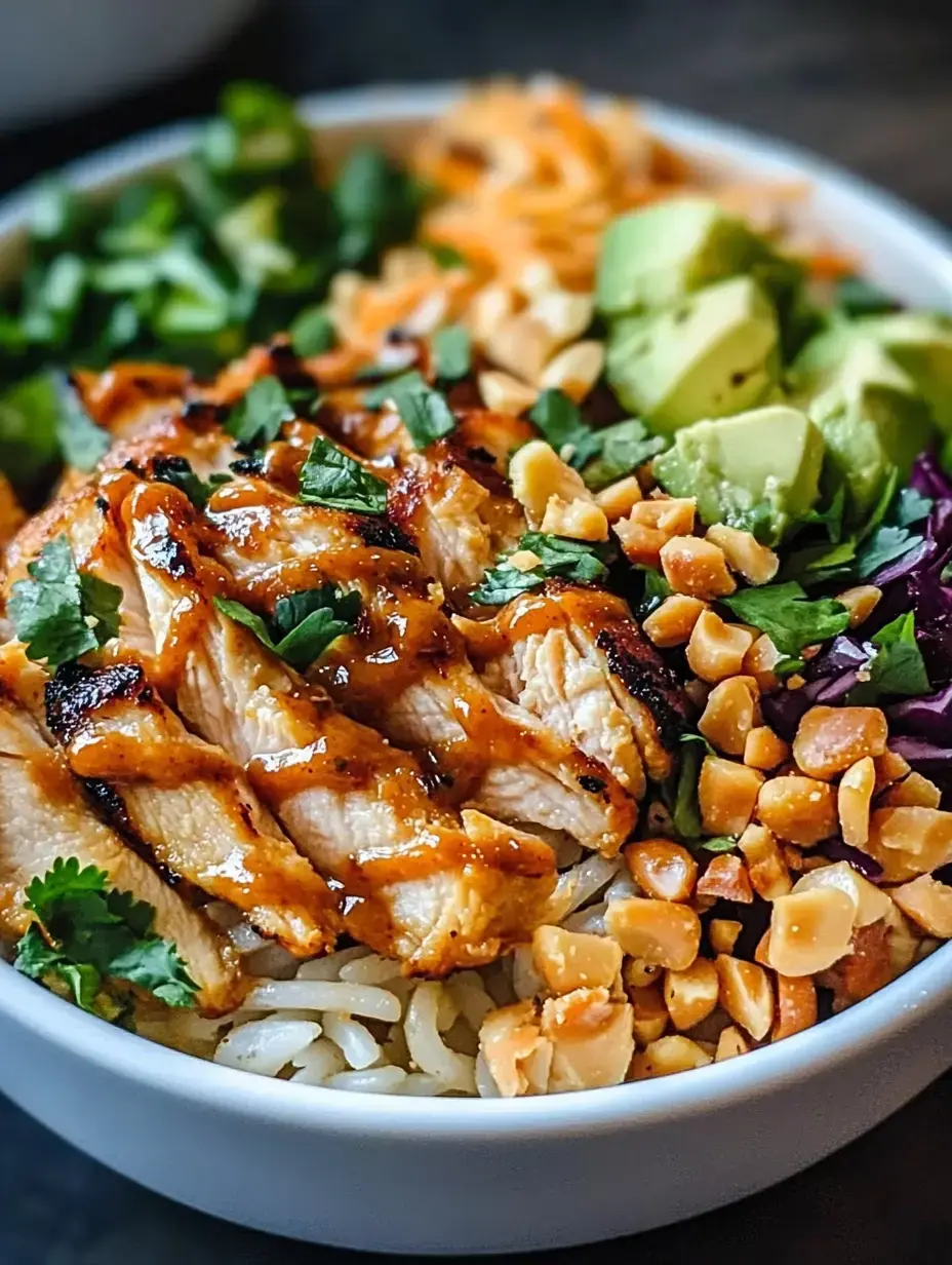 Thai Erdnuss Hähnchen Buddha Bowls