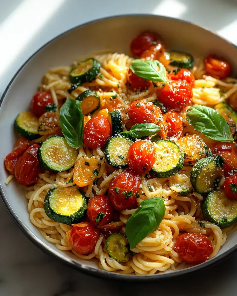 Tomaten Zucchini Pasta einfaches Rezept
