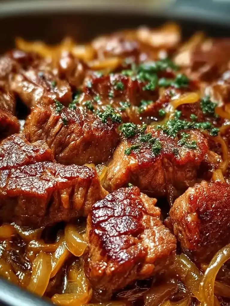 Zwiebelfleisch mit Soße